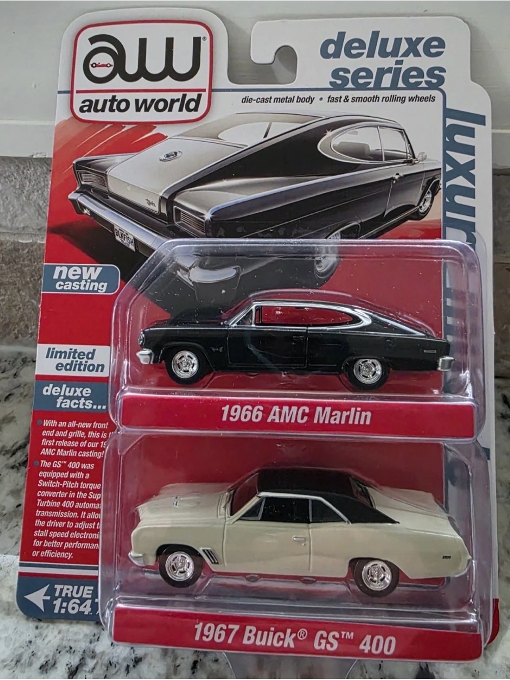 Deluxe Series 1966 AMC Marlin Die-Cast Car & 1967 Buick GS 400 Set